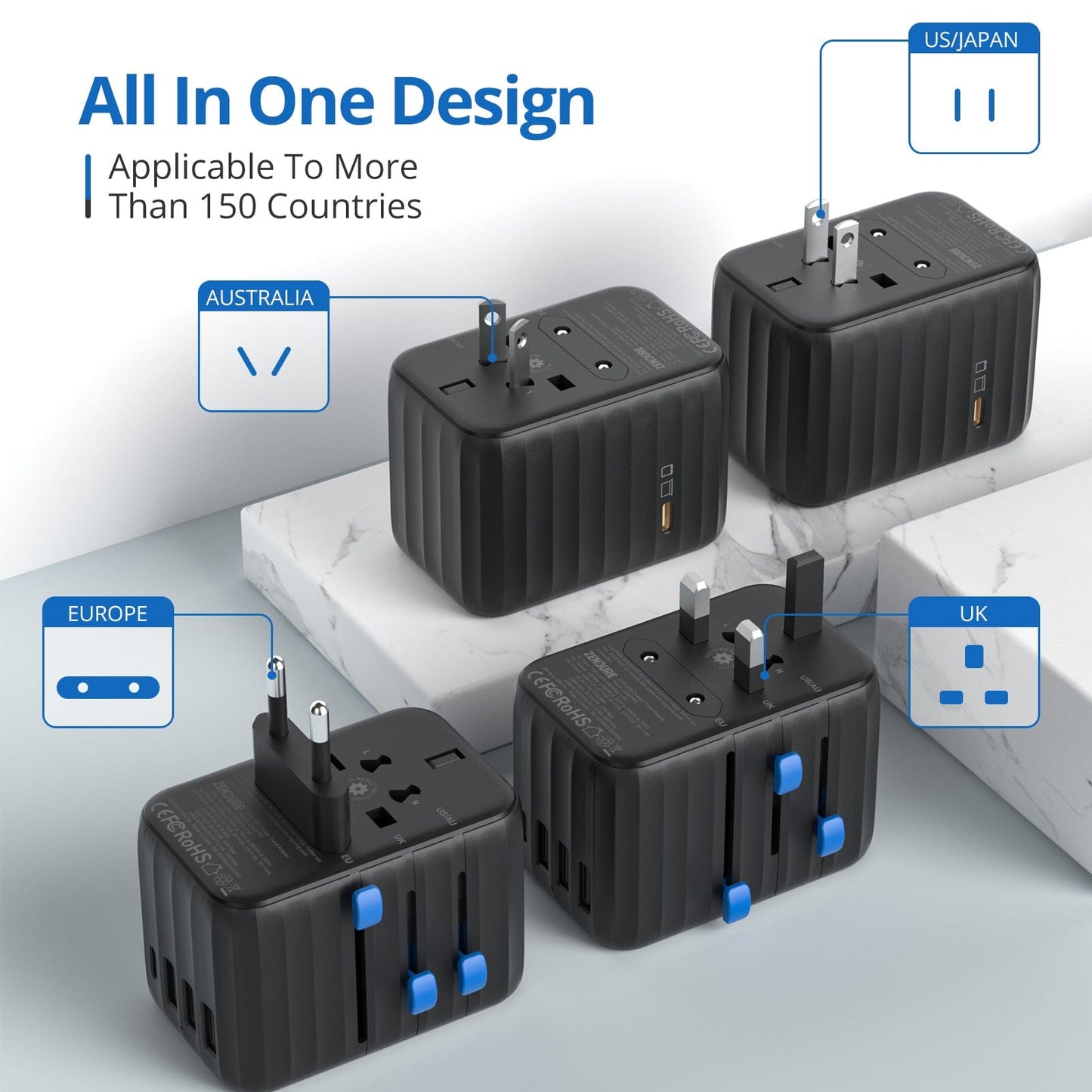 TrioCharger™️ All in One Worldwide Travel Adapter - TrendNest
